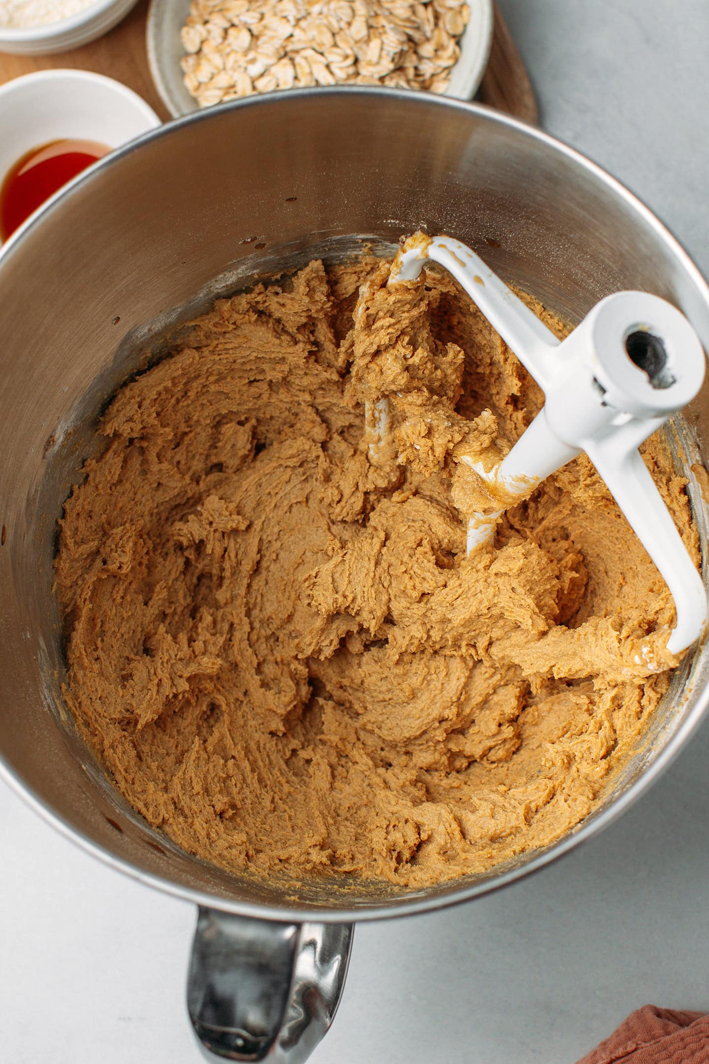 Cookie dough in a bowl.