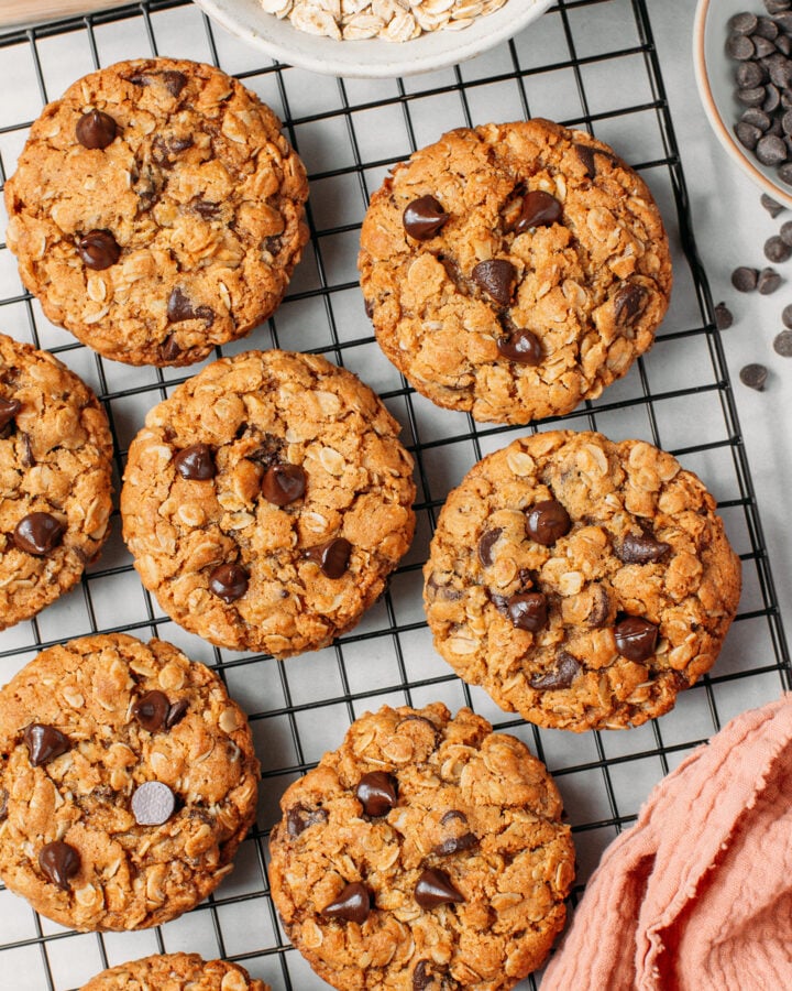 Chewy Vegan Oatmeal Chocolate Chip Cookies