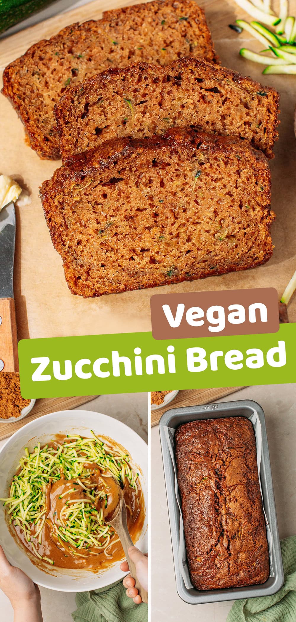 Make the most of summer zucchini with this vegan zucchini bread! Moist, tender, and just sweet enough, it's infused with cinnamon, nutmeg, and vanilla. Made with light brown sugar for a subtle caramelized flavor!