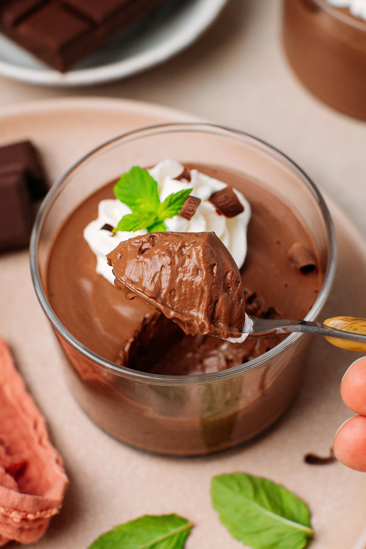 Spoonful of silken tofu chocolate mousse.