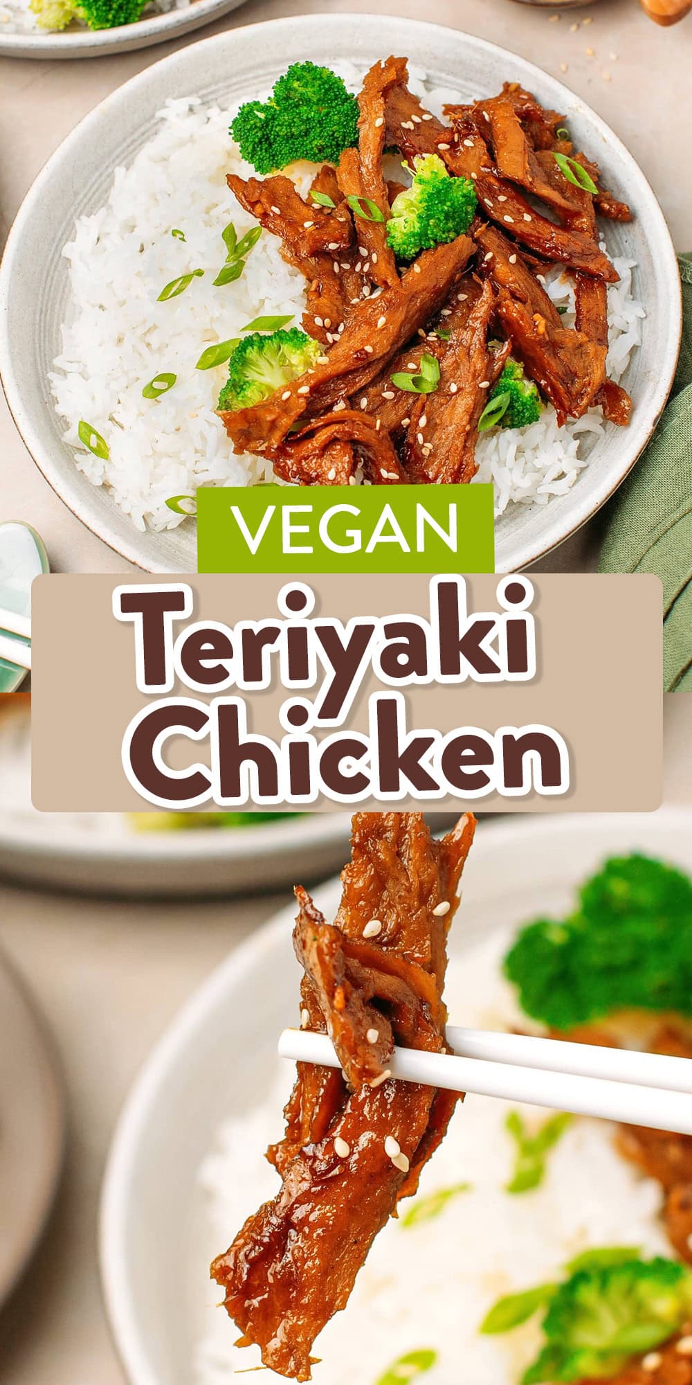 Meet your new weeknight obsession. This vegan teriyaki chicken uses homemade vegan chicken coated in a sweet, savory marinade made with soy sauce, maple syrup, garlic, ginger, and a touch of five-spice. Marinate it overnight and pan-fry it until sticky and caramelized!